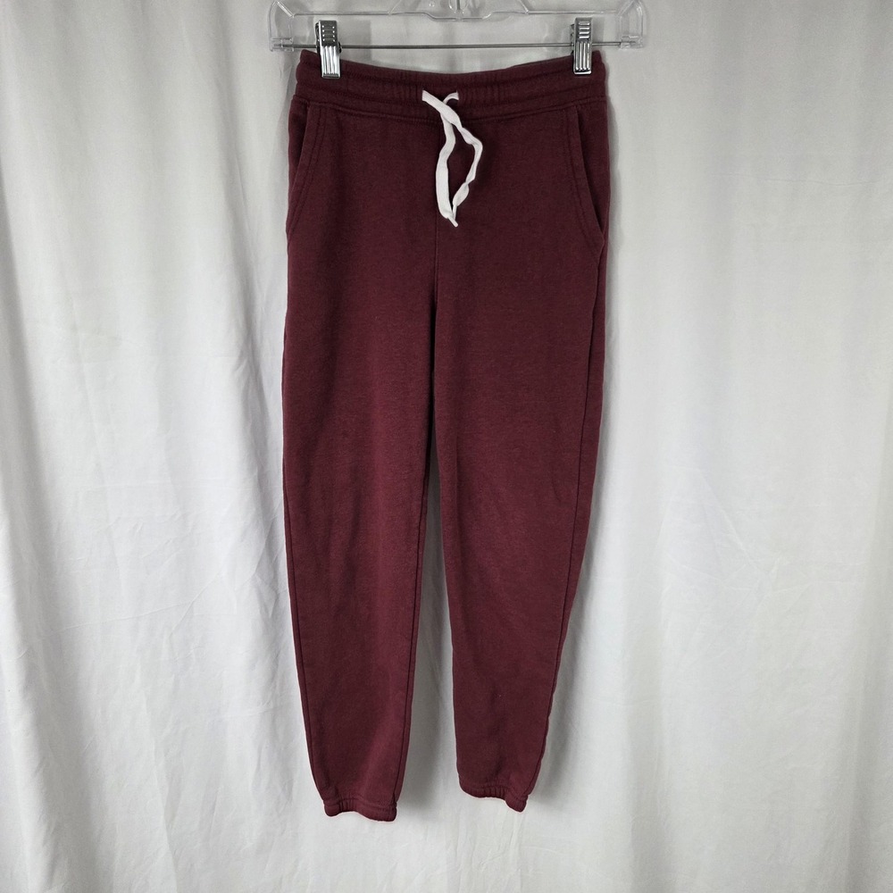 Old Navy Pants Kids 8 Red Fleece Joggers Sweatpants Drawstring Pockets Cuffed